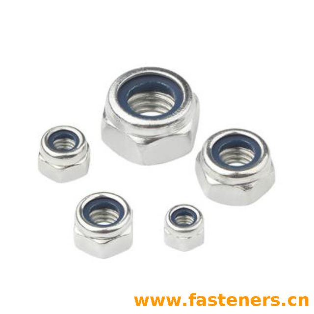 DIN985 Prevailing Torque Type Hexagon Thin Nuts With Non-Metallic Insert Nylon Lock Nuts Carbon Steel Blue White Zinc/white Zinc