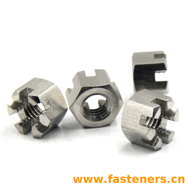 GB9458 Hexagon Slotted And Castle Nuts, Style 2 - Fine Pitch Thread