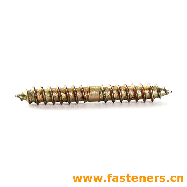 Zinc Plated Steel Woodworking Furniture Connecting Double End Screw,double End Wood Screw