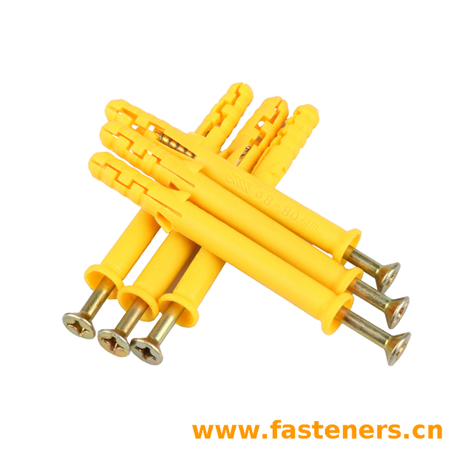 Plastic yellow Screw Hole Plugs Fixing Anchor Plastic Expand Tube for Screw Preservation Nail