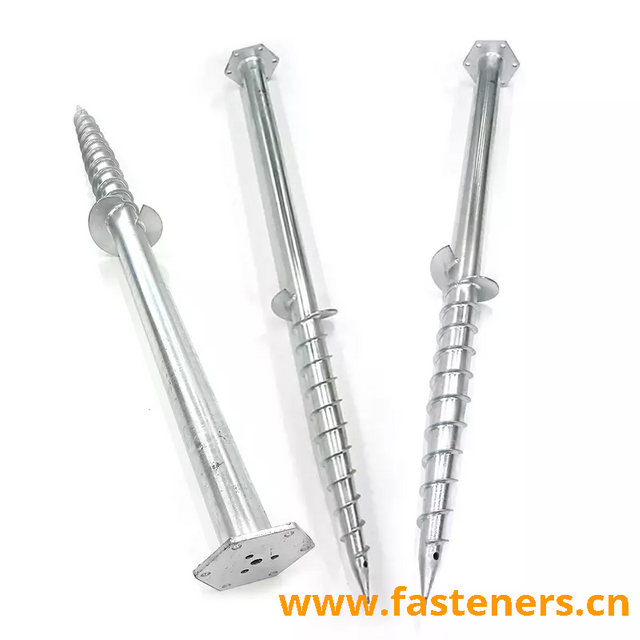 Hot Dip Galvanised Flange Head Ground Screw Anchors with Large Spiral Blades 