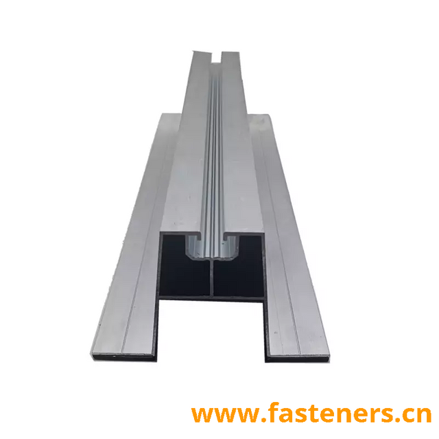 Trapezoidal AL6005 Oxidation Solar Panel Mounting Aluminum Extrusion Rail 