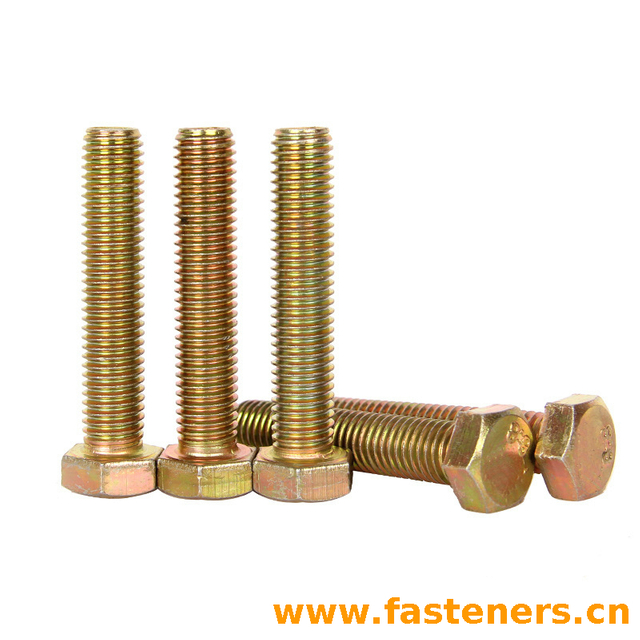 DIN933 Hexagon Head Bolts With Full Thread,Yellow Zinc