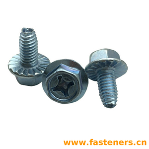 Cross Recessed Hexagon Triangular Tooth Lock Screw with Flange