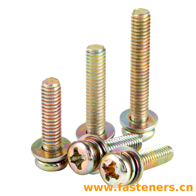 GB 9074.4 Cross Recessed Pan Head Screws,Single Coil Spring Lock Washer And Plain Washers Assemblies