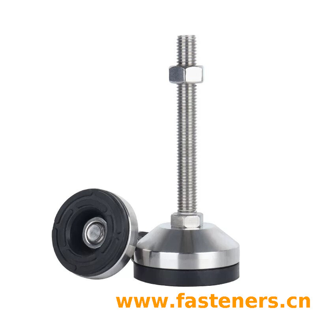 Stainless Steel Swivel Adjustable Leveling Feet for Kitchen Furniture Equipment Support Fittings With Black Anti Slip Pad