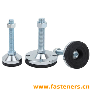 Galvanized Carbon Steel Swivel Adjustable Leveling Feet for Kitchen Furniture Equipment Support Fittings With Black Anti Slip Pad